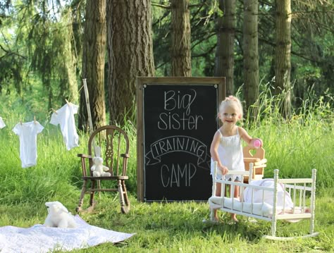 Big Sister Camp Announcement, Big Sister Training Camp Announcement, Big Sister Training Announcement, Big Sister Training Camp, Baby Number 2 Announcement, 2nd Baby Announcement, Third Baby Announcements, Rainbow Baby Photography, 2nd Pregnancy Announcements