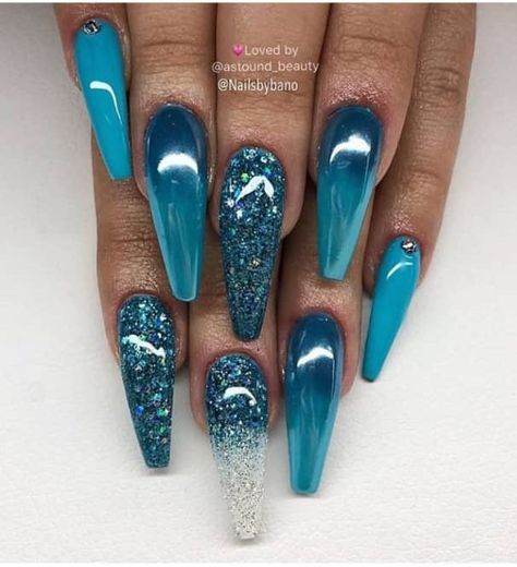 24 Beautiful Gel Nail Design Ideas Teal Blue Nails, Teal Nail Designs, Bright Summer Acrylic Nails, Blue Nail Art Designs, Teal Nails, Nagellack Trends, Black Acrylic Nails, Ombre Acrylic Nails, Blue Nail Art