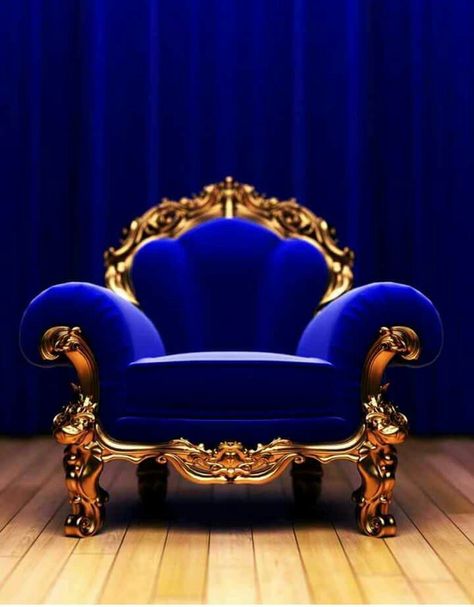 Beautiful blue chair Royal Blue Chair, Royal Blue Wallpaper, Blue Couches, Timeline Cover, Throne Chair, Blue Sofa, Blue Chair, Studio Background, Feeling Blue