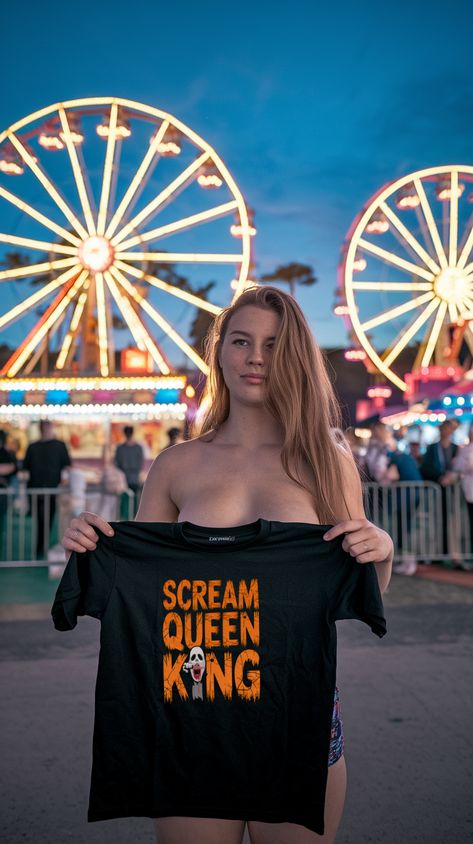 Click on image to see more color variants.

Level up your horror movie fandom with our Scream Queen/King T-shirt! Perfect for fans of all things spooky and scream-worthy, this tee is a must-have for your collection. Wear it to movie nights, horror conventions, or just because you feel like embracing your inner horror royalty. Don't miss out – make sure to store this pin and grab your own Scream Queen/King tee today! Halloween Horror Nights Shirts, Pop Culture Halloween Fan Merchandise Shirt, What’s Your Favorite Scary Movie Svg, Halloween Horror T-shirt With Screen Print, Halloween Phrases, Halloween Horror Fan Merchandise T-shirt, Holiday Attire, Carnival Rides, Scream Queens