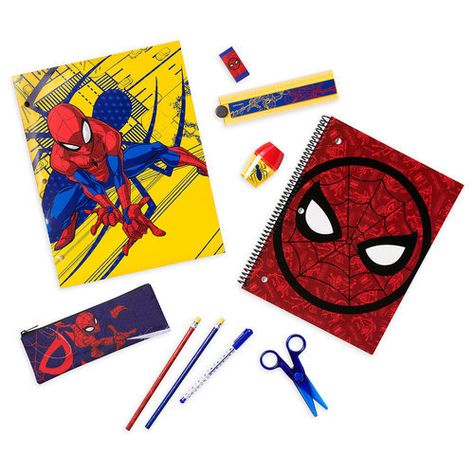 They can draw on their artistic strengths with this Spider-Man Stationery Supply Kit. The web-slinging superhero swings into action with this 10-piece back-to-school set that includes a notebook, pencils, accessories, and a clear zip case. #MyShopStyle #ShopStyle #Back2school #afflink Stealth Suit, School Sets, Back 2 School, Disney Shop, Disney Merchandise, Disney Store, Stationery Supplies, School Supplies, Pixar