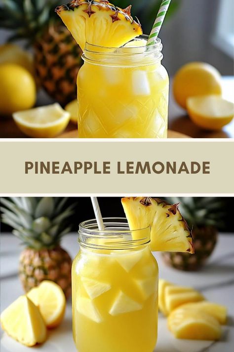 PINEAPPLE LEMONADE Sprite Recipe, Mississippi Sin Dip, Nice Drinks, Glass Of Lemonade, Hey Bartender, Pineapple Lemonade, Tropical Twist, Hot Day, Pineapple Juice