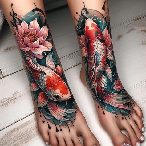 Koi fish tattoo design The Artistry Behind Koi Fish Tattoo Designs 3 Japanese Tattoo Art Koi Fish, Realistic Koi Fish Tattoo, Coy Fish Tattoo Women, Koi Fish Tattoo For Women, Pez Koi Tattoo, Dragon Koi Tattoo Design, Koi Fish Tattoo Design, Coy Fish Tattoos, Fish Tattoo Design