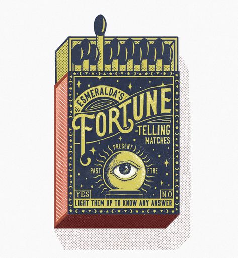 João Neves: Vintage matchbox design » Good Illustration Blog Matchbox Design, Matchbook Art, Matchbox Art, Vintage Packaging, 3d Studio, Halloween Vintage, Fortune Telling, Fortune Teller, Vintage Lettering