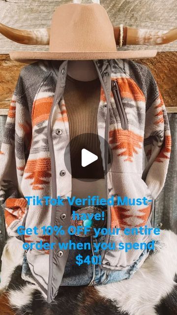 HustleNStyle on Instagram: "Our Gray Western Aztec Snap Buttoned Fleece Jacket is now TikTok verified and ready to elevate your fall wardrobe! 🍁 Featuring a bold Aztec print and cozy fleece, this jacket is perfect for layering up in your style. 🖤 ⚡️Shop Now and Get 10%OFF your entire order Sign up with your email to receive the DISCOUNT CODE (no spam, no newsletter -just savings) 👉link in bio check out fall outfits collection #tiktokhits #aztec #westernfashion #fleecejacket #fallfashion #cozyvibes #shopnow🛍 #10percentoff #trendingnow" Tiktok Verified, Western Aztec, Aztec Print, Fall Wardrobe, Trending Now, Discount Code, Fleece Jacket, Western Fashion, Must Haves