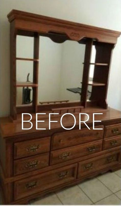 Easy creative dresser furniture flips. Thrift store dresser painted upcycled furniture. How to make over an old dresser. Upcycled dresser ideas DIY. #dresserupdate #dresserupcycle #furnituremakeoverdiyideas Dresser Redo Before And After, Painting Old Wood Furniture, How To Paint Old Furniture, Dressers In Living Room Ideas, Diy Old Dresser Ideas Projects, Bedroom Furniture Color Ideas, Painting Old Furniture Ideas, Old Furniture Makeovers, Tv Stand Makeover