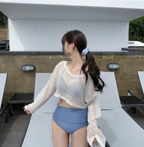 Korean Beach Outfit, Korean Swimsuit, Cute Beach Outfits, Swimsuits Outfits, Beach Wear Outfits, Swimming Outfit, Korean Girl Fashion, Cute Swimsuits, Korean Outfits