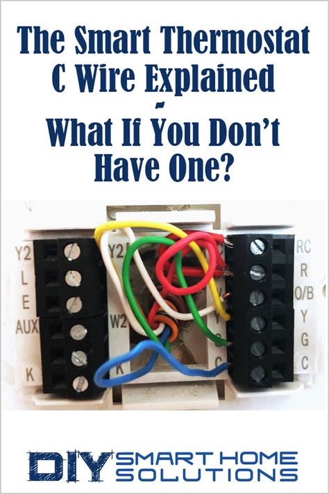 The C wire, a.k.a. the "common wire", allows a constant flow of 24 VAC (volts AC) power to a smart thermostat. However, the C wire doesn’t provide the actual source of power to the thermostat.  The wires that provide the source of power are the R wires (or hot wires). They are labeled Rh (for heating), Rc (for cooling), or Rh/c (for both heating and cooling). Some thermostats simply have one wire labeled R.  The power from the R wire isn’t continuous and that is where the C wire comes in. Actual Source, Hvac Air Conditioning, Thermostat Wiring, Smart Thermostat, Hvac Repair, Wire Diy, Smart Home Automation, Smart Thermostats, Duct Work