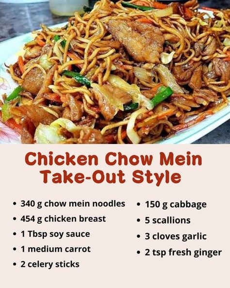 Recipes Tips | Chicken Chow Mein Take-Out Style  | Facebook Recipes With Chinese Noodles, Pork Chow Mein Recipe Easy, Plain Chow Mein Recipe, Mock Chow Mein, Chow Mein Recipe Easy, Chinese Chicken Chow Mein Recipe, Pork Chow Mein Recipe, Best Chow Mein Recipe, Chow Mein Recipes