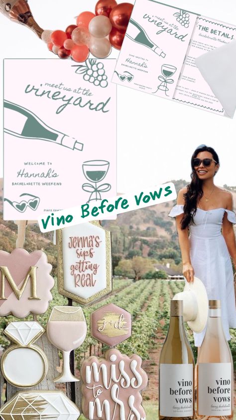 Vino before Vows Vino Before Vows, Wine Bachelorette Party, Bachelorette Inspo, Bachelorette Bachelor Party, Bachelorette Party Planning, Bachelorette Themes, Bachelorette Trip, Bachelorette Party Themes, Wine Theme