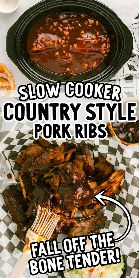 Slow Cooker Country Style Pork Ribs Crockpot Country Style Ribs, Slow Cooker Country Style Ribs, Slow Cooker Pork Ribs, Slow Cooker Ribs Recipe, Ribs Easy, Pork Crockpot Recipes, Country Style Pork Ribs, Crockpot Ribs, Country Style Ribs