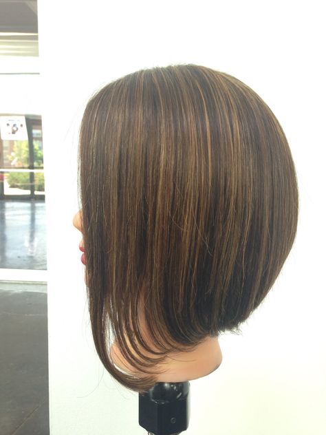 Triangle one length Bob haircut with partial highlights Triangle Haircut, One Length Bobs, Partial Highlights, Aveda Color, Bobs Haircuts, Hair Trends, Hair Inspiration, Short Hair Styles, Hair Cuts