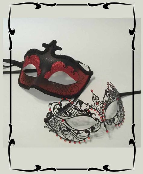 Red And Black Masquerade Mask, Mask Couple, Black Masquerade, Mardi Gras Masks, Black Masquerade Mask, Mardi Gras Mask, Masquerade Mask, Mardi Gras, Dark Red