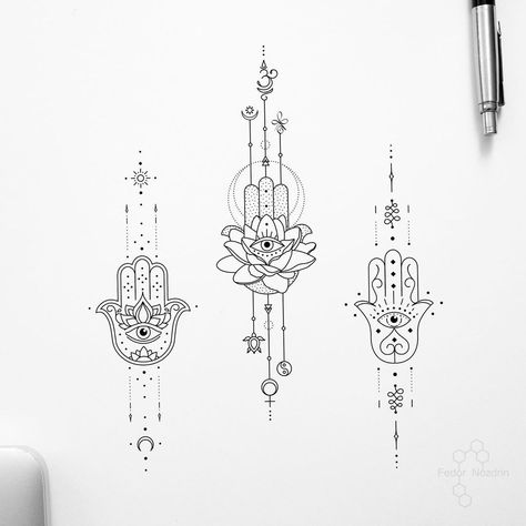 Hamsa Tattoos, Fatima Hand Tattoo, Lace Sleeve Tattoos, Hamsa Tattoo Design, Hamsa Hand Tattoo, Ma Tattoo, Karma Tattoo, Tiny Heart Tattoos, Evil Eye Tattoo