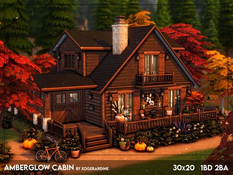 The Sims Resource - Amberglow Cabin (NO CC) Sims Cabin Floor Plans, Cabin House Sims 4, Sims 4 Christmas Cabin, Cabin Sims 4 Cc, Cabin Cc Sims 4, Sims4 Cabin, Log Cabin Sims 4, Sims 4 Wooden House, Sims Cabin House