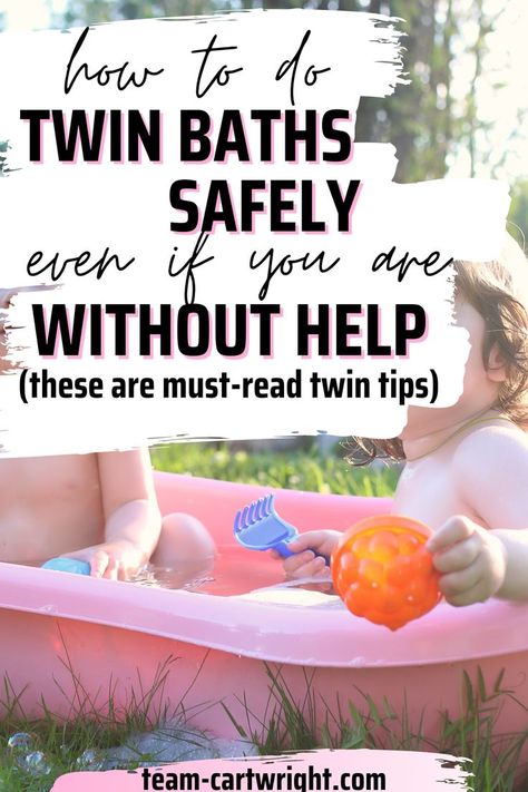 Text: How To Do Twin Baths Safely even if you are Without Help (these are must-read twin tips)
Picture: twins in a pink bathtub with bath toys Twin Bath Time, Twin Hacks, Bathing Tips, Bath Tips, Twins Schedule, Feeding Twins, Sleeping Twins, Breastfeeding Twins, Twin Life