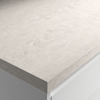 Wickes Matt Laminate Worktop - Woodstone Blanc 600mm x 38mm x 3m | Wickes.co.uk Benchmarx Kitchen, White Worktop, Living Room Wood Floor, Utility Cupboard, Laminate Worktop, Laminate Kitchen, Laminate Colours, Poured Concrete, White Laminate