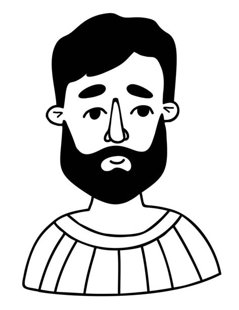 Male face. Portrait of bearded man. Vector doodle. Avatar face for design, decor, social media. Male Face Portrait, Beard Cartoon, Avatar Face, Vector Doodle, Man Vector, Face Portrait, Bearded Man, Vector Cartoon, Design Decor