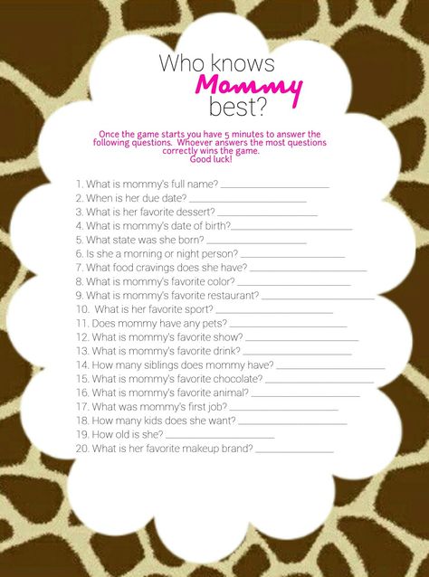 Shower Activities, Free Printable Baby Shower Games, Who Knows Mommy Best, Game Start, Baby Shower Activities, Unique Baby Shower, Baby Shower Planning, Baby Bear Baby Shower, Printable Baby Shower Games