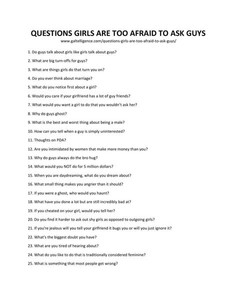 Downloadable list of questions Awkward Questions To Ask Your Boyfriend, Awkward Questions To Ask Friends, 30 Questions To Fall In Love, Rapid Fire Questions List For Friends, Rapid Fire Questions List For Couples, 73 Questions List, Awkward Questions To Ask A Guy, Questions Girls Are Afraid To Ask Guys, Weird Questions To Ask A Guy