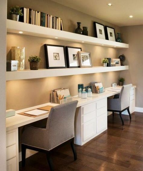 Two Desks, Tiny Home Office, Outfit Office, Cozy Home Office, Contemporary Home Office, Small Home Office, Office Workspace, Modern Home Office, Home Office Space