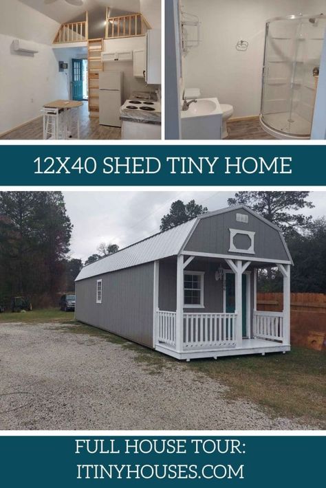 12x40 Shed House, Storage Shed House Tiny Homes, Shed To Tiny House Floor Plans, Shed Homes Interior, Shed House Interior, Tiny Home Shed, Shed Tiny Home, Shed Floor Plans, Shed Tiny House