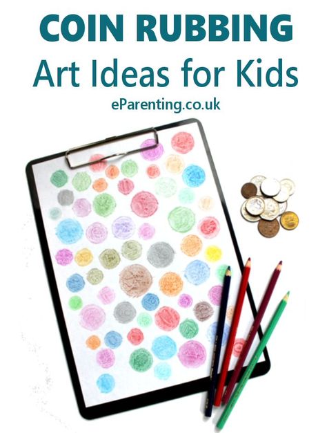 Coin rubbing is such a quick and easy art activity for kids. Here is how to do a coin rubbing and some great art ideas for using coin rubbings. Coin Rubbing Art, The Lost Coin Craft, Money Crafts For Kids, Coin Rubbing, Art Activity For Kids, Art Ideas For Kids, Coin Crafts, Egg Mask, Money Activities