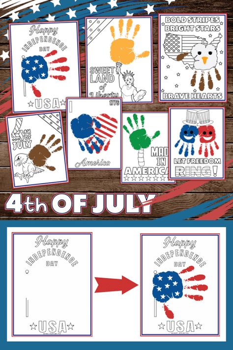 Handprint Printable, American Flag Crafts, Fourth Of July Crafts For Kids, Flag Printable, Free Printable Crafts, Footprint Crafts, Daycare Activities, Handprint Craft, Patriotic Crafts