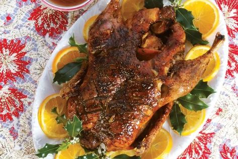 Roasted Ducklings in Orange Sauce recipe | Epicurious.com Orange Sauce Recipe, Orange Beef, Game Meat, Christmas Dinner Ideas, Roasting Times, Orange Liqueur, Duck Fat, Orange Sauce, Rosh Hashana