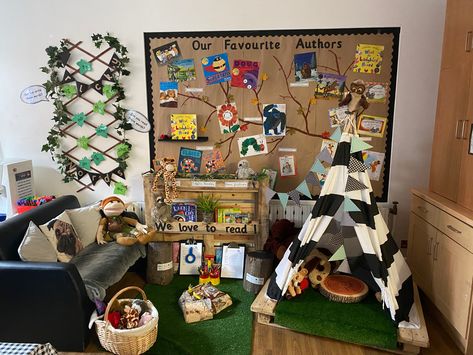 Curiosity Approach Book Corner, Reception Reading Corner, Early Years Reading Area, Reading Area Display Eyfs, Reception Book Corner, Book Areas Eyfs, Reggio Reading Area, Year 2 Displays, Book Corner Ideas Childcare