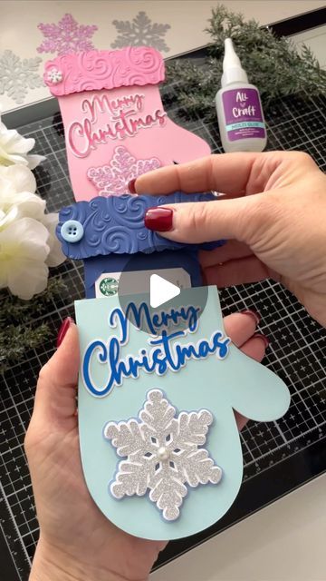 Christmas Card Stock Crafts, Sizzix Christmas Cards, Mittens Card, Christmas Card Stock, Christmas Stationary, Cardstock Crafts, Christmas Treats Boxes, Joy Of Giving, Embossing Machine