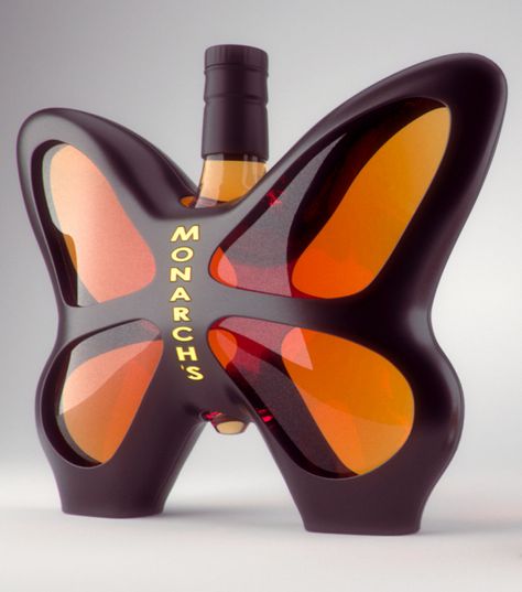 Monarch's Liquor bottle (Concept) on Packaging of the World - Creative Package Design Gallery Creative Perfume Bottles, Honey Packaging, Glass Packaging, Cool Packaging, Alcohol Bottles, Like A Butterfly, Liquor Bottle, Creative Package, Beverage Packaging