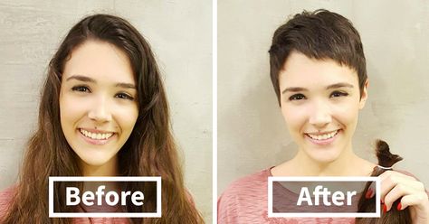 Share Before & After Pics Of Your Extreme Haircut Transformations | Bored Panda 60s Haircuts Women, Extreme Haircut, Celebrities Hair, Haircut Transformation, Before And After Hair, Hair Cuts 2017, Before And After Haircut, Waist Length Hair, Going Blonde