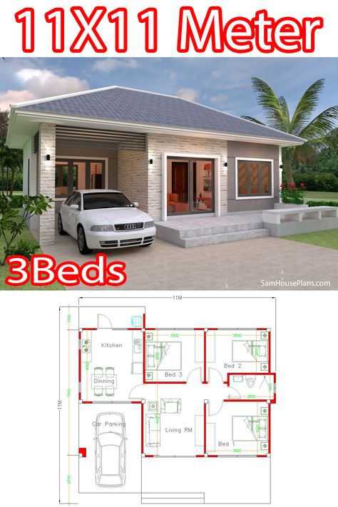 3 Bedroom House Design With Floor Plan, Simple 3bedroom House Plans, Simple And Cheap House Designs, Simple 3 Bedroom House Plans Modern, Plan Rumah 3 Bilik 2 Bilik Air, Small Three Bedroom House Plans Simple, Modern One Bedroom House Plans, Three Bedroom House Plan Simple Modern, Three Bedroom House Plan Three Bedroom House Plans Modern