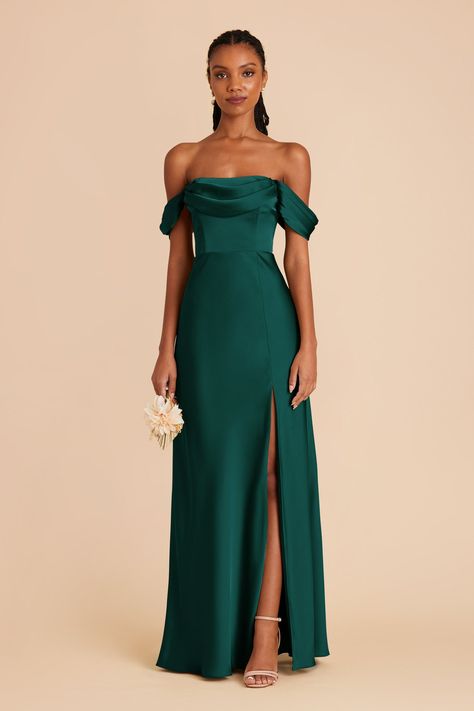 Mia Cabernet Matte Satin Dress | Birdy Grey Off Shoulder Green Bridesmaid Dress, Emerald Green Fitted Dress, Emerald Off The Shoulder Dress, Dark Green Maid Of Honor Dress, Emerald Green Satin Bridesmaid Dresses, Dark Green Satin Bridesmaid Dresses, Winter Green Bridesmaid Dresses, Emerald Green Bridesmaids Dresses, Emerald Green Bridesmaid Dresses Satin