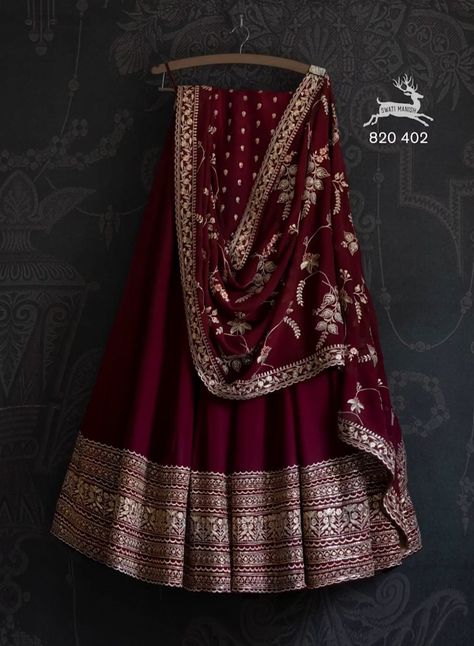 Georgette Lengha, Indian Bridal Wear Red, Maroon Lehenga, Long Blouse Designs, Lehenga Choli For Women, Choli For Women, Simple Lehenga, Cotton Lehenga, Half Saree Lehenga