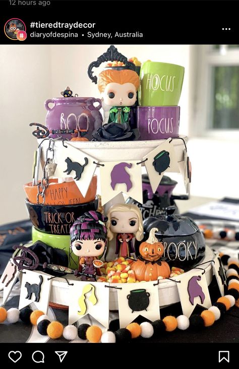 Hocus Pocus Tiered Tray, Hocus Pocus Decorations, Best Halloween Movies, Tier Trays, Tray Ideas, Disney Home Decor, Halloween Kitchen, Fall Inspiration, Halloween Diy Crafts