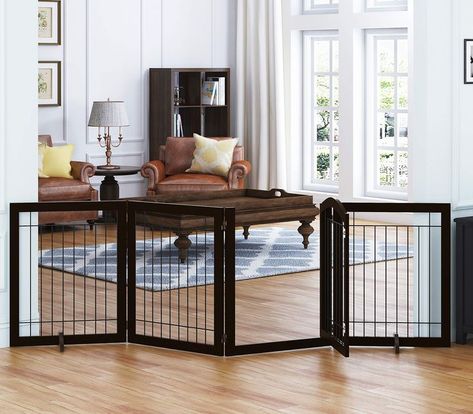 SPIRICH 96-inch Extra Wide 30-inches Tall Dog gate with Door Walk Through, Freestanding Wire Pet Gate for The House, Doorway, Stairs, Pet Puppy Safety Fence, Support Feet Included(Espresso) Pet Gate With Door, Wooden Pet Gate, Tall Dog, Freestanding Pet Gate, Safety Fence, Tallest Dog, Baby Gates, Hallway Bedroom, Dog Gate