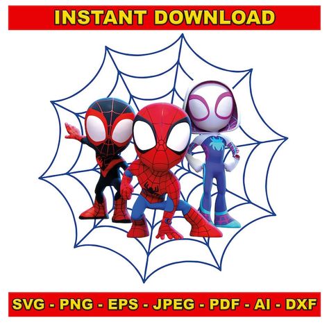 🕷️ Instant Download Spidey and His Amazing Friends Clipart/SVG Set 🕸️ Swing into action with our Spidey and His Amazing Friends Clipart/SVG set! Perfect for adding a heroic touch to your DIY projects, this instant download collection features your favorite web-slinging heroes for endless crafting possibilities. 🌟 Product Highlights 🌟 🕷️ Design: Unleash the power of Spider-Man and his friends with this dynamic and versatile clipart/SVG set. 📏 Formats: Instantly download files in 7 different Spidey And His Amazing Friends Svg, Friends Bulletin Board, Spiderman Clipart, Spiderman Svg, Spidey And His Amazing Friends, Friends Png, Friends Clipart, Friends Svg, Friends Cake