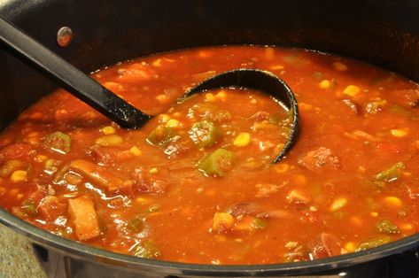 We've been home for a week but I'm still dreaming about Marilyn's Charleston Gumbo.  Most of the meal recipes we share here include some element of canning and preservation.  For example, we may su... Canning Gumbo, Charleston Sc Food, Orange Marmalade Cake, Gumbo Base, Okra Soup, Marmalade Cake, Gumbo Recipe, Orange Marmalade, Pressure Canning