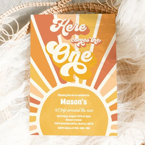 $3.08 | Here Comes The One Boho Sunshine 1st Birthday | Birthday Invitations | hippie vibes, boho chic, groovy 1st birthday, hippie sunshine party, boho 1st birthday, here comes the sun, retro sunshine birthday, sunshine 1st birthday, sunshine birthday party, here comes the one Boho Sunshine Birthday Party, Sunshine 1st Birthday, Sunshine Birthday Party, Hippie Birthday Party, Boho Sunshine, Sunshine Birthday Parties, Boho Birthday Party, Hippie Birthday, Sunshine Birthday