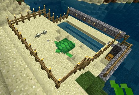 Tutorials/Turtle farming – Official Minecraft Wiki Minecraft Turtle Farm, Minecraft Turtle House, Turtle Minecraft Build, Minecraft Ideas Survival, Farming Minecraft, Minecraft Turtle, Minecraft Oasis, Status Effect, Water Breathing