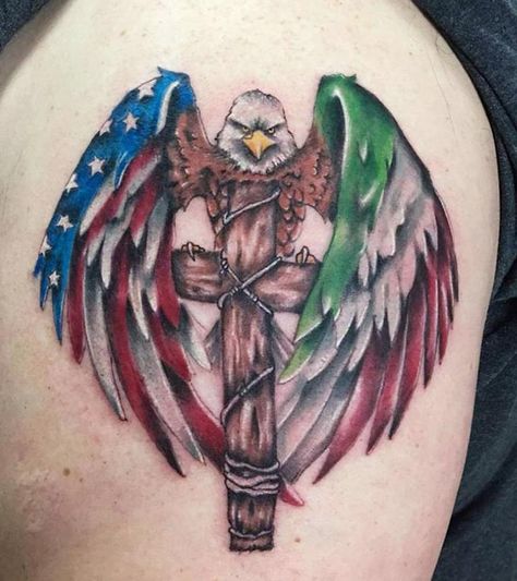 Italian tattoo designs are incredible & bring the feeling of romance right into the mind. Given are best Italian tattoo designs for all those tattoo lovers. July Tattoos, Mexican Flag Tattoos, Hen Tattoo, Eagle Wing Tattoos, Mexico Tattoo, Flag Tattoos, Tato Tradisional, Italian Tattoos, Mexican Eagle