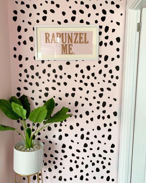 Dalmatian Bedroom, Pink Salon Decor, Girls Dalmation Bedroom, Dalmation Print Bedroom Pink, Dalmatian Wall, Dalmation Wallpaper Kids Bedroom, Dalmatian Wall Art, Pink Salon, Dog Grooming Salons