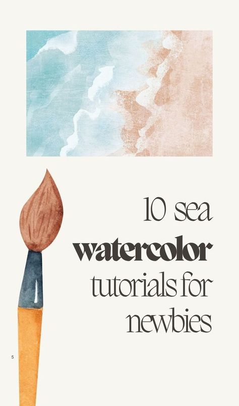 How to paint sea in watercolor for beginner artist |sea waves | seascape | seafood | ocean | #watercolor #sea #howtopaintsea Watercolor Ocean Easy, How To Watercolor Paint, Sea Watercolor Painting, Watercolor Seascapes, Paint Sea, Artist Hue, Painting Tutorials For Beginners, Watercolor Practice, Ocean Watercolor