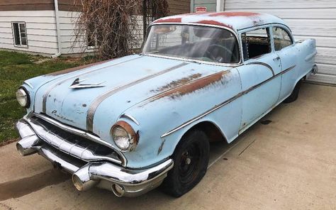 Reasonably Priced 860: 1956 Pontiac Chieftain - http://barnfinds.com/reasonably-priced-860-1956-pontiac-chieftain/ 1956 Pontiac, Pontiac Chieftain, Pontiac Catalina, Panel Truck, Vintage Muscle Cars, Vintage Muscle, Abandoned Cars, A Barn, Hot Rods Cars