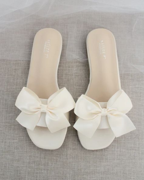 Bridesmaids Sandals, Bridesmaid Sandals, Fancy Sandals, Pretty Sandals, Bridal Sandals, Bow Sandals, Girly Shoes, Slip On Sandals, Wedding Sandals