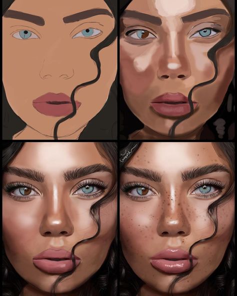 How To Draw Digital, Digital Art Ideas Inspiration, Procreate Tattoo Design, Digital Portrait Tutorial, Digital Art Tutorial Beginner, Painting Faces, Traditional Drawing, Best Procreate Brushes, Portrait Artwork