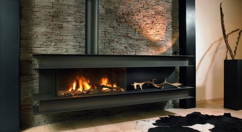 Fireplace: home2 Industrial Loft Fireplace, Industrial Fireplace Ideas, Fireplace Ideas Modern Contemporary, Mountain Fireplace, Fireplace Industrial, Accent Fireplace, Wall Fireplaces, Loft Fireplace, Industrial Fireplace