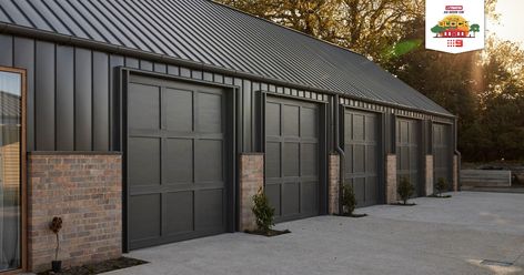 Black Metal Shop, Stratco Sheds, Shed Patio, Shed House Ideas, Black Shed, Black Garage, Black Houses, Farm Shed, Shed Home